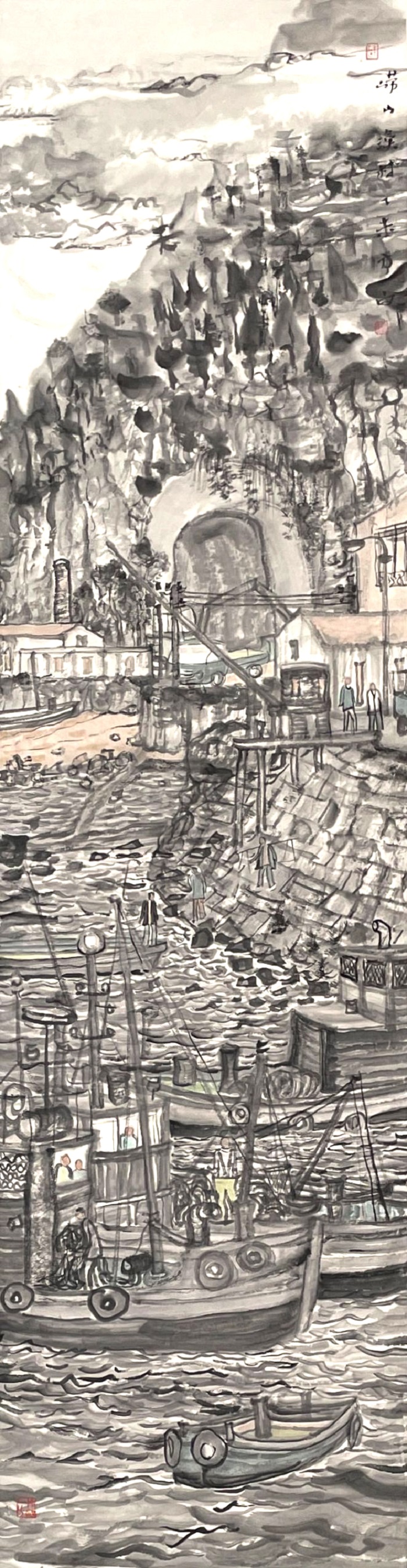 5.方 向  嶗山漁村  34x137cm.jpeg